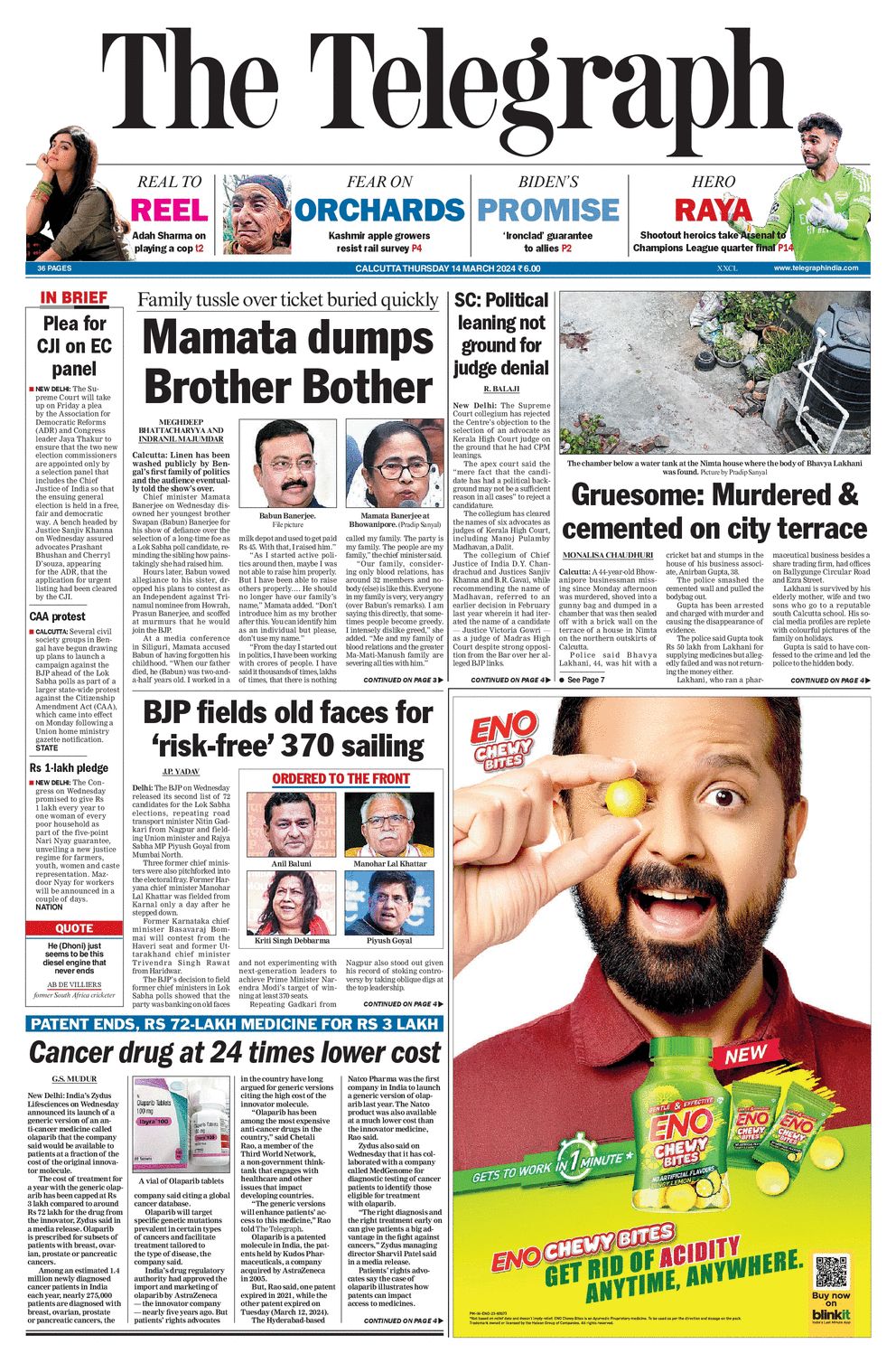 Telegraph india epaper Calcutta 14 Mar 2024 | Page 1