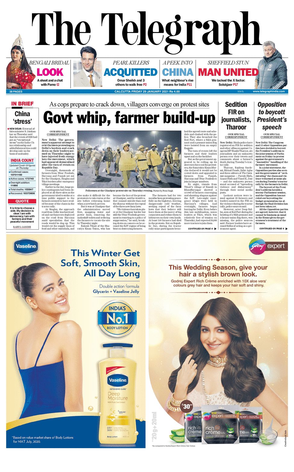 Telegraph india epaper Calcutta 29 Jan 2021 | Page 1